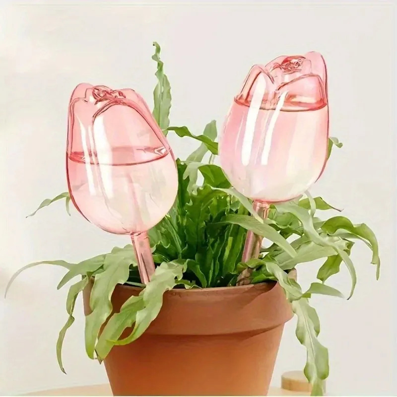 Automatic Watering - Pink tulip plant watering balls, suitable