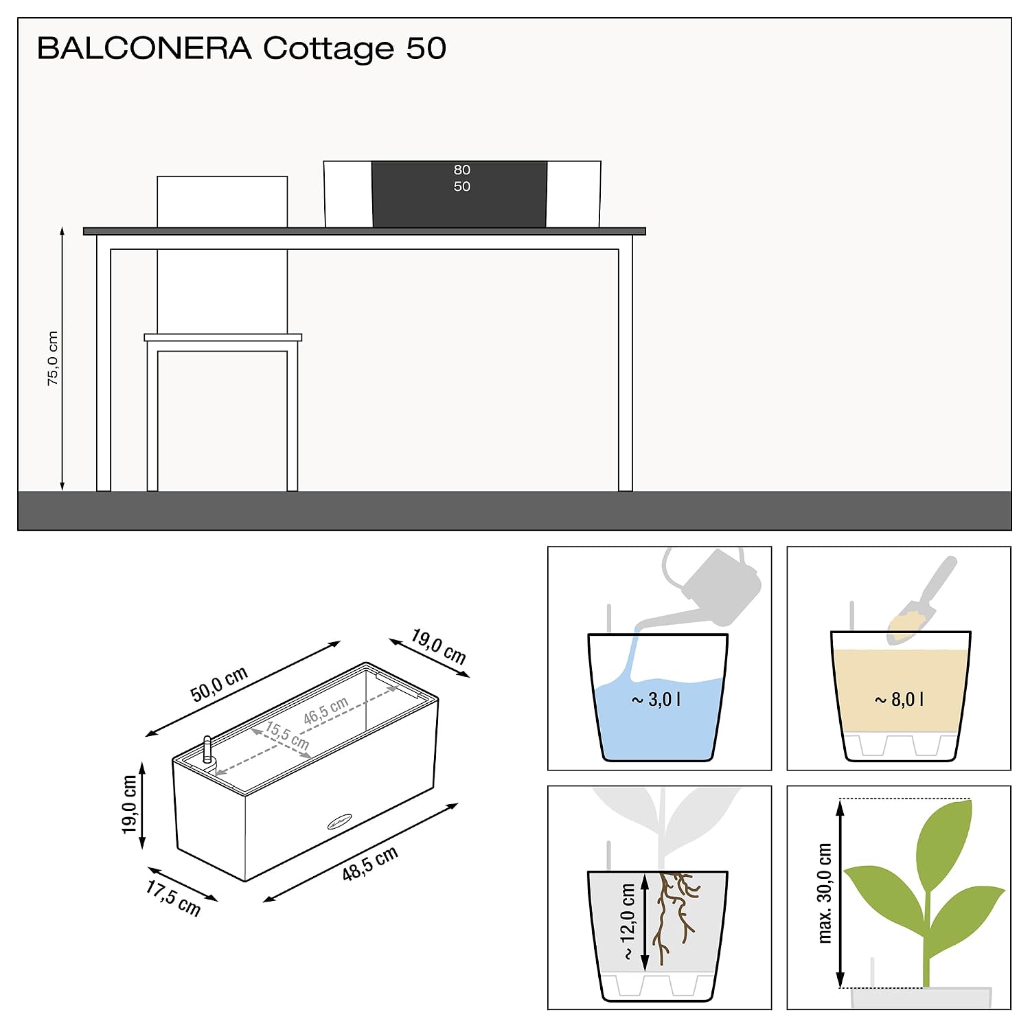BALCONERA Cottage 50 Mocha, Se - Self Watering Planter recension och pris