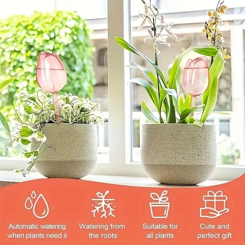Pink tulip plant watering ball - Automatic Watering recension och pris